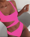 Square Collar Cut Out Swimsuit