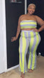 Striped Sleeveless Crop Top Flare Pant Set