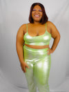 Green Spaghetti Strap Crop Two Piece