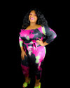 Magenta Tie-Dye off shoulder jumpsuit