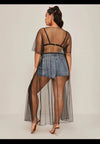 Drawstring Waist Mesh Kimono